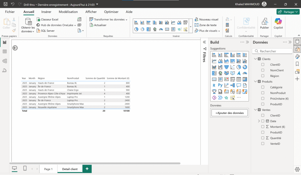 Drill thru Power BI 