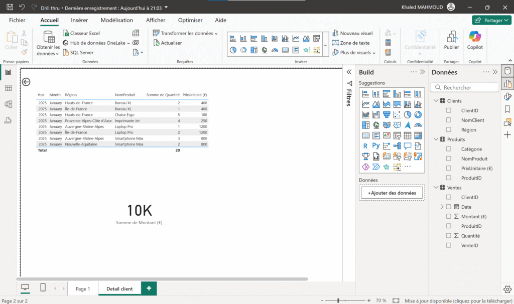 Drill thru Power BI 