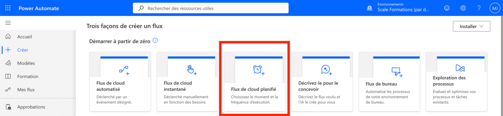 Power Automate flux planifié