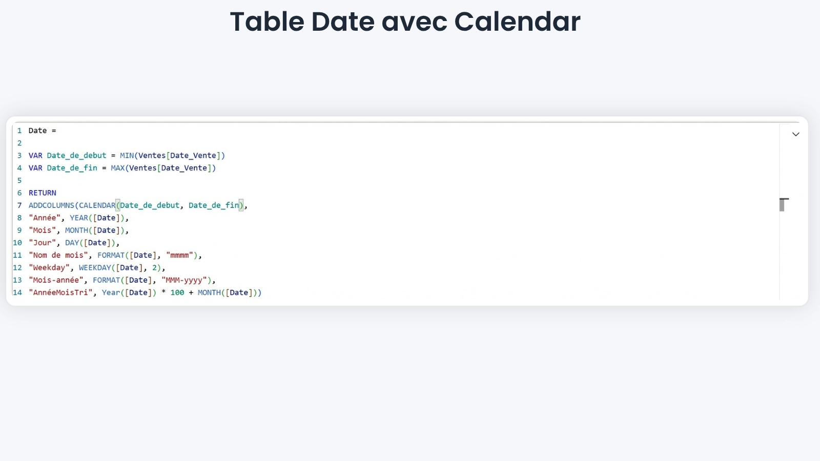 Calendar et CALENDARAUTO dans Power BI